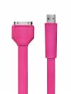 Data & Charge Flat Cable  iPhone 3G/ 3GS 4/ 4S, iPod / iPad - Fancy Pink